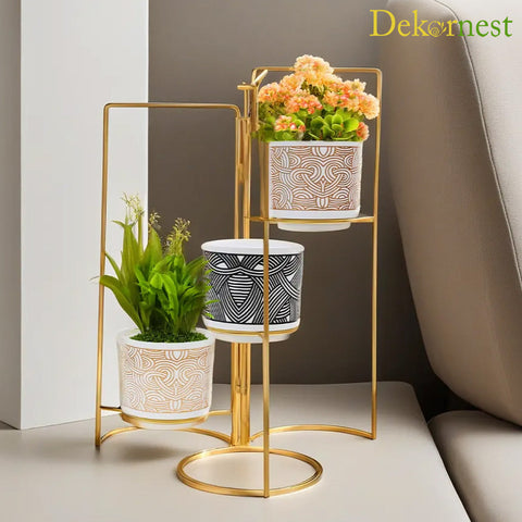 Dekornest Folding Stand with 3 Pot (1243)