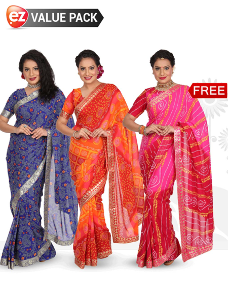 Picture of Auspicious Bandhani Collection   Buy 2 Get 1 Free Saree