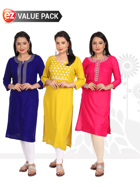 Picture of Pack of 3 Embroide Ecstasy Fashion Kurtas