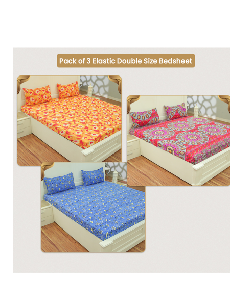 Picture of Fraggy Elastic Double Size Bedsheet PO3 Combo